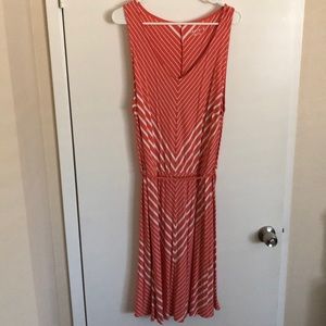 Coral & Cream Sleeveless Dress